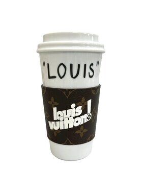 Louis Vuitton Monogram Cup Ceramic Tumbler Mug White Brown